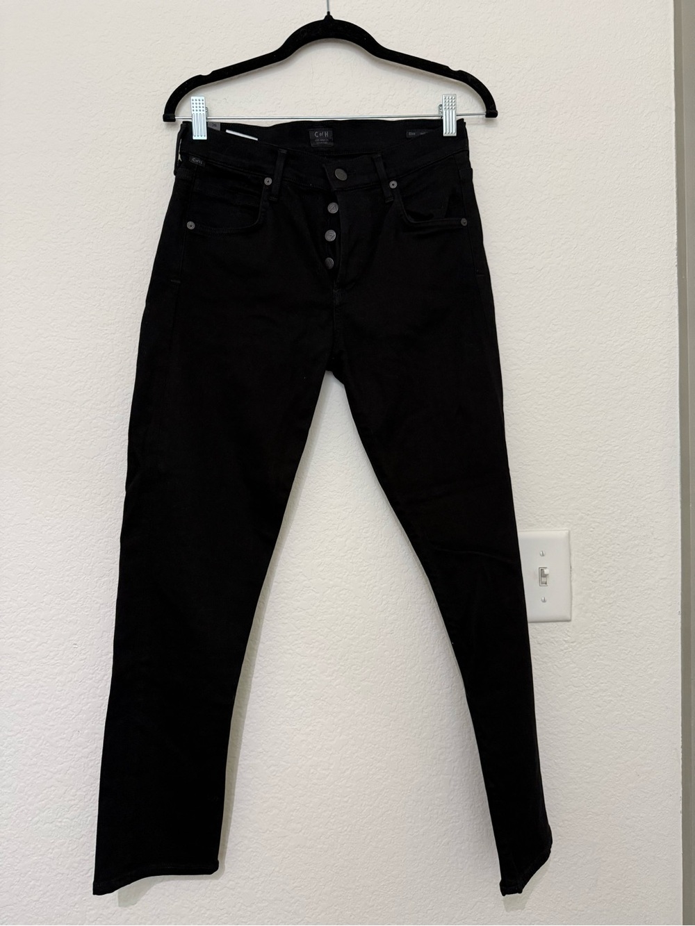 Citizens of Humanity Elsa Women's Black High-Rise Slim Fit Button-Fly Crop Jeans